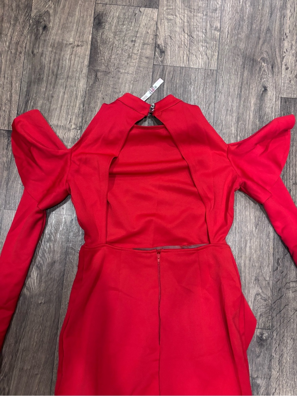 ASOS Red High-Low Ruffle Cold-Shoulder Dress - Picture 2 of 2